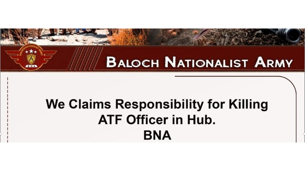 TKD MONITORINGS: BNA CLAIMS RESPONSIBILITY FOR KILLING OF ATF MEMBER IN HUB image
