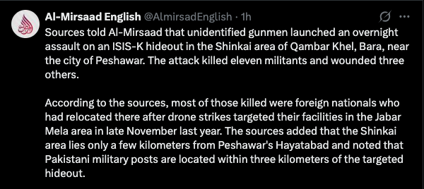 TKD MONITORING: Al-Mirsaad claims death of ISKP members image